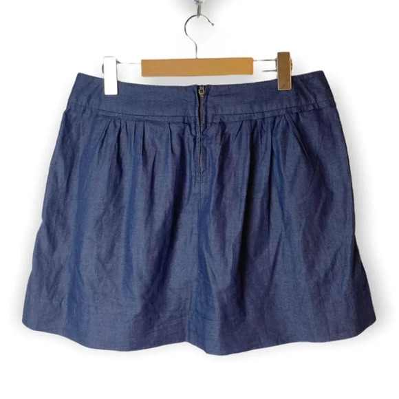 J. Crew Factory Blue Pleated Skirt with  Pockets 6 - Picture 2 of 8
